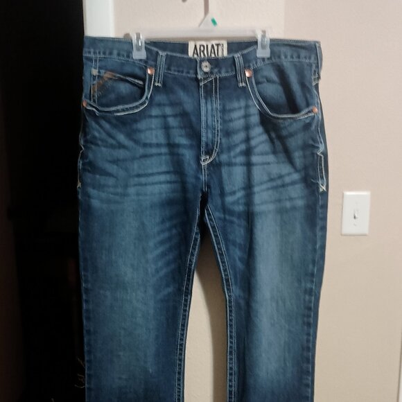 Ariat M4 Low Rise Boot Western Blue Denim Jeans Mens Size 38x36 - Picture 1 of 16